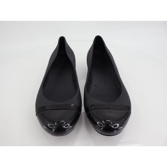 CROCS Women's Alice Flat Size 7 Ballet Shoe Black Rubber Casual Comfy Cap Toe - Picture 4 of 8